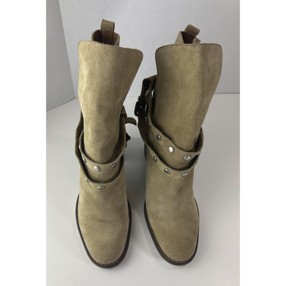 See By Chloe Belted Studded Suede Ankle Boot Tan Brown Women's Size 40.5 Booties - Picture 15 of 16